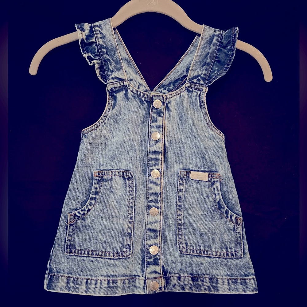 Toddler Girls Denim For All Mankind Jumper w/Ruffled Straps Size 24M
